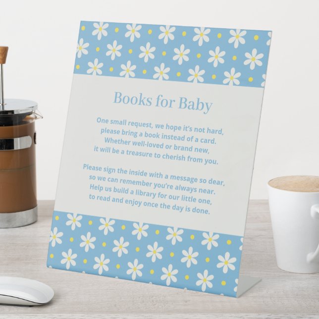 Daisy Baby Shower Book Request Pedestal Sign (In SItu)