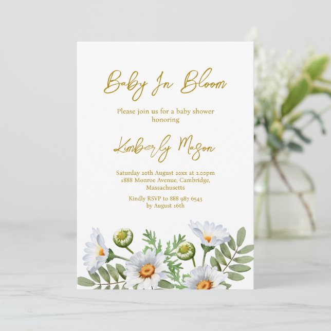 Daisy Baby Shower Invitation (Standing Front)