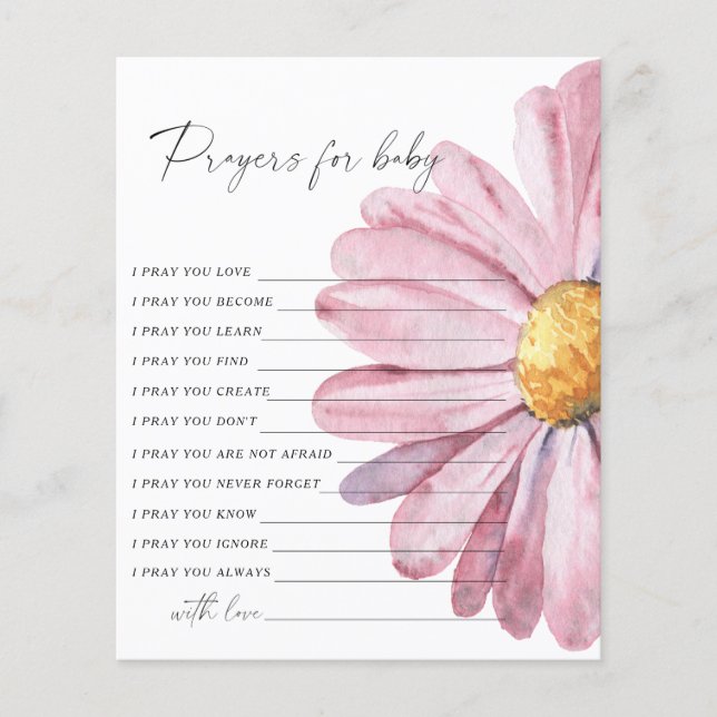 Daisy baby shower - prayers for baby game (Front)