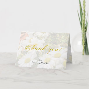 Daisy Background Yellow and grey Script Wedding C Card