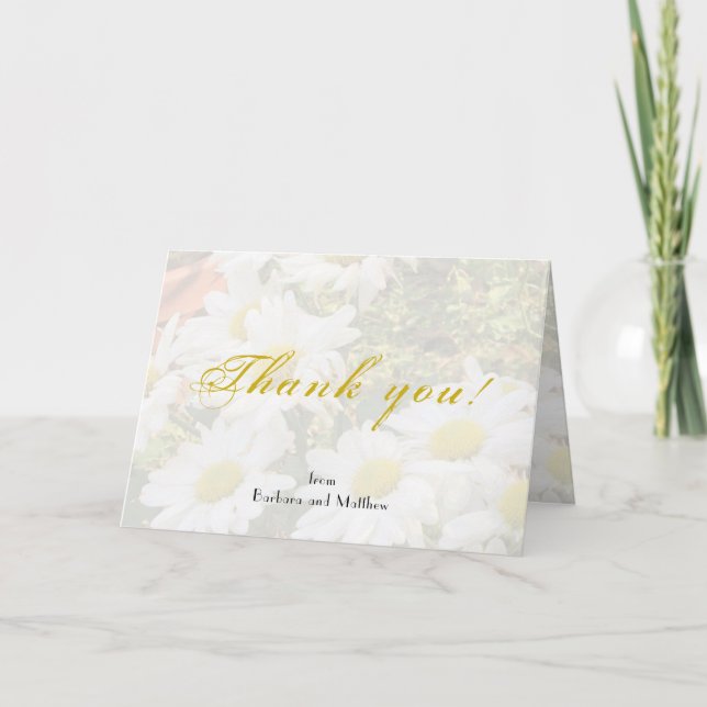 Daisy Background Yellow and grey Script  Wedding C Card (Front)