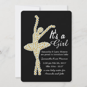 Daisy Ballerina It's a Girl, New Baby Announcement