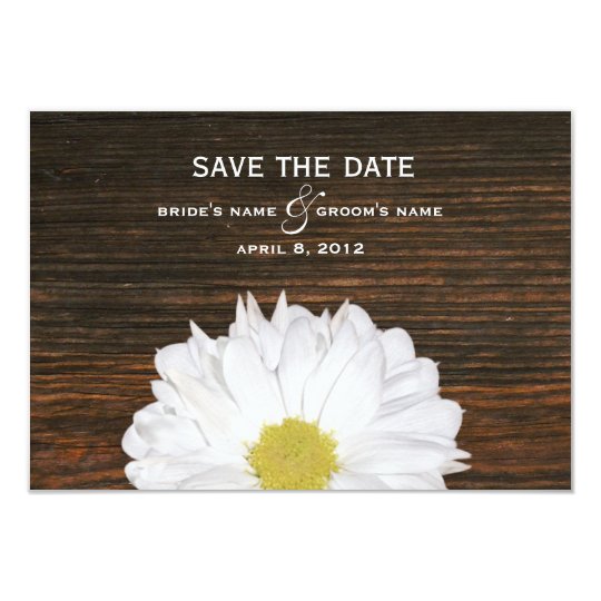 Daisy & Barnwood Wedding Save The Date Card