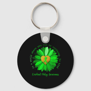 Daisy Be Kind Cerebral Palsy Awareness Green Ribbo Key Ring