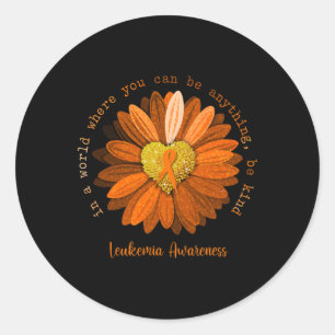 Daisy Be Kind Leukaemia Awareness Orange Ribbon Classic Round Sticker