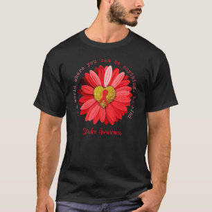 Daisy Be Kind Stroke Awareness Red Ribbon T-Shirt