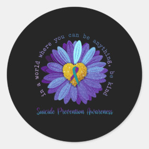 Daisy Be Kind Suicide Prevention Awareness Teal An Classic Round Sticker