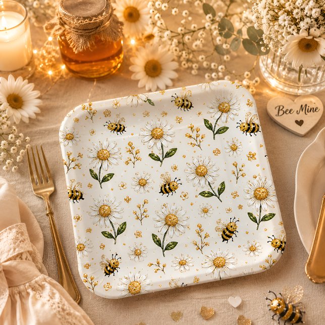 Daisy Bee Birthday Party Paper Plate (Creator Uploaded)