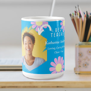 Daisy Best Teacher Photo Blue Coffee Mug