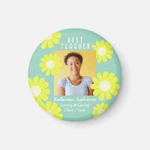 Daisy Best Teacher Photo Light Teal Magnet
