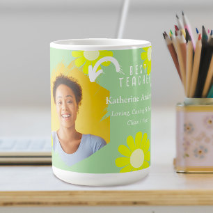 Daisy Best Teacher Photo Teal Coffee Mug