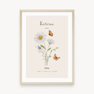 Daisy Birth Month Flower Poster