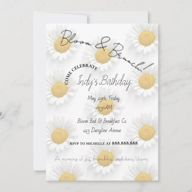Daisy Birthday Brunch Invitation (Front)