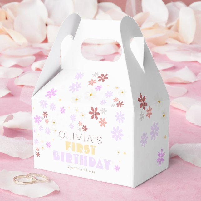 Daisy Birthday Party 1st Birthday Cute Flowers Favour Box (Wedding)