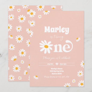 Daisy Birthday Party Bohemian Floral 1st Birthday Invitation