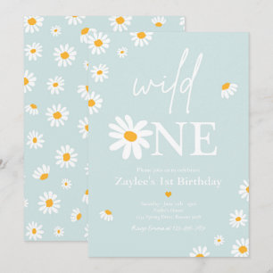 Daisy Birthday Party Bohmian Wild One 1st Birthday Invitation