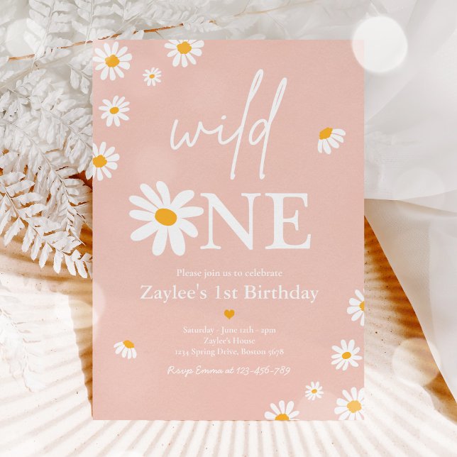 Daisy Birthday Party Bohmian Wild One 1st Birthday Invitation (Creator Uploaded)