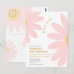 Daisy Birthday Party Bohmian Wild One 1st Birthday Postcard