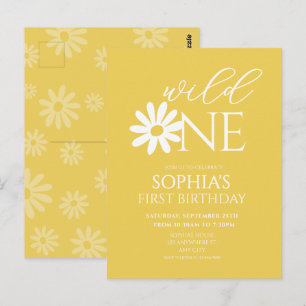 Daisy Birthday Party Bohmian Wild One 1st Birthday Postcard