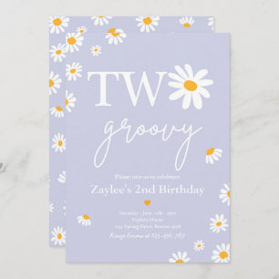 Daisy Birthday Party Boho Two Groovy 2nd Birthday Invitation