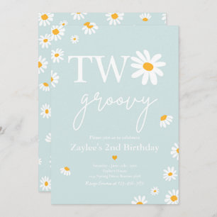 Daisy Birthday Party Boho Two Groovy 2nd Birthday Invitation