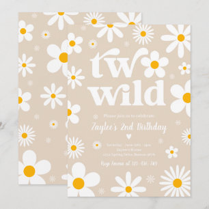 Daisy Birthday Party Boho Two Wild 2nd Birthday Invitation