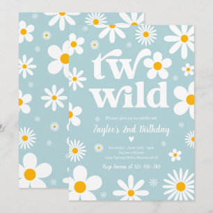 Daisy Birthday Party Boho Two Wild 2nd Birthday Invitation