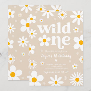 Daisy Birthday Party Boho Wild One 1st Birthday In Invitation