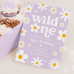 Daisy Birthday Party Boho Wild One 1st Birthday Invitation