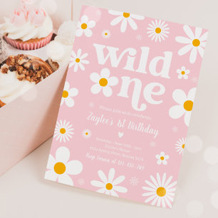Daisy Birthday Party Boho Wild One 1st Birthday Invitation