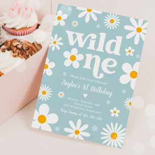 Daisy Birthday Party Boho Wild One 1st Birthday Invitation