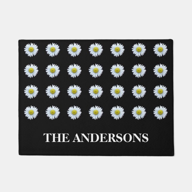 Daisy Black Doormat (Front)