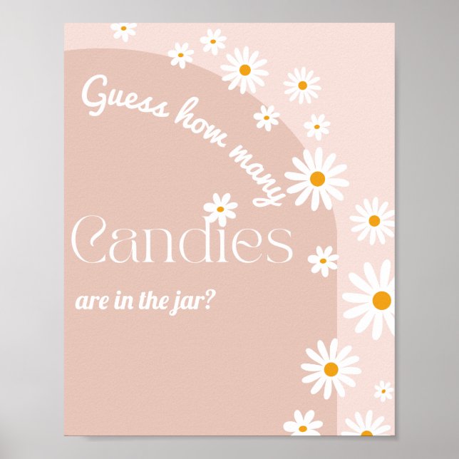 Daisy bloom Boho Girl baby shower game Poster (Front)