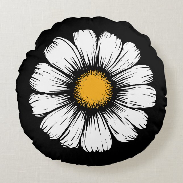 Daisy Bloom Round Cushion (Front)