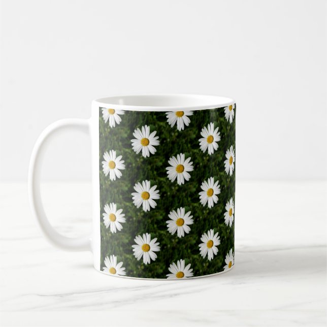 Daisy Bloom seamless pattern + your ideas Coffee Mug (Left)