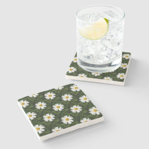 Daisy Bloom seamless pattern + your ideas Stone Coaster