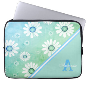 Daisy Blooms: Minimalist Floral Pattern Laptop Sleeve