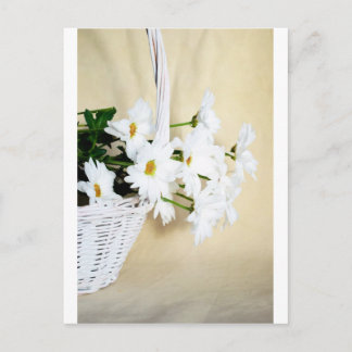 Daisy Blossoms Flowers and Wicker Basket Postcard