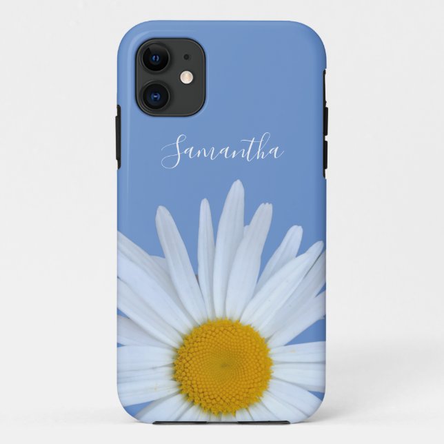 Daisy Blue Elegant White Script Case-Mate iPhone Case (Back)