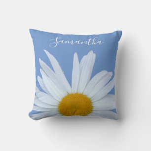 Daisy Blue Elegant White Script Cushion