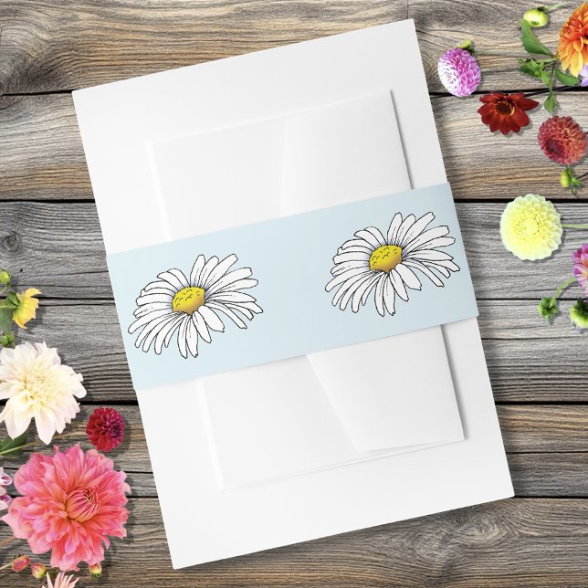 Daisy Blue Flower Invitation Belly Band (Creator Uploaded)