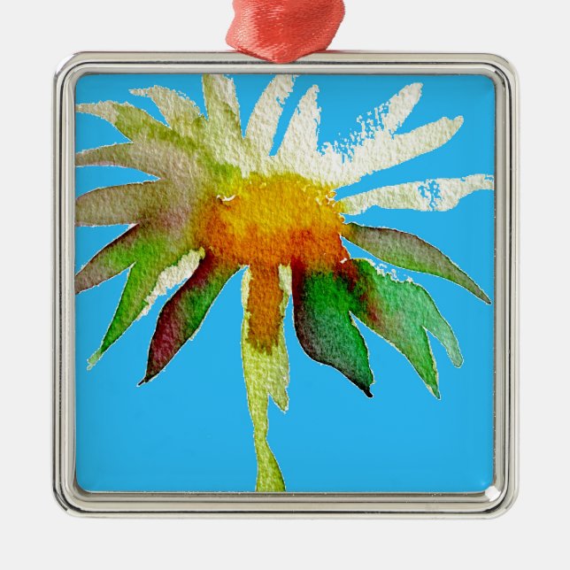 Daisy Blue Modern Art flower Metal Tree Decoration (Front)