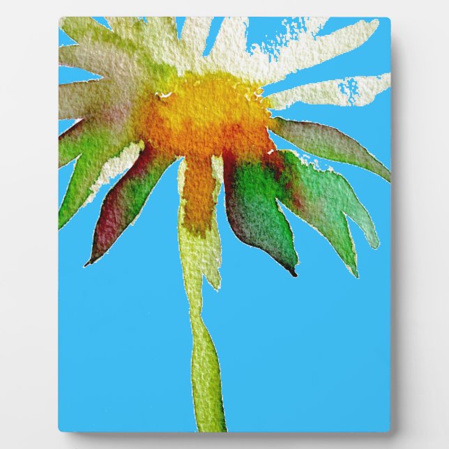 Daisy Blue Modern Art flower Plaque (Front)