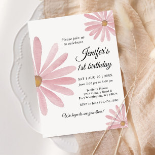 Daisy Bohmian Girl 1st Birthday Party Invitation