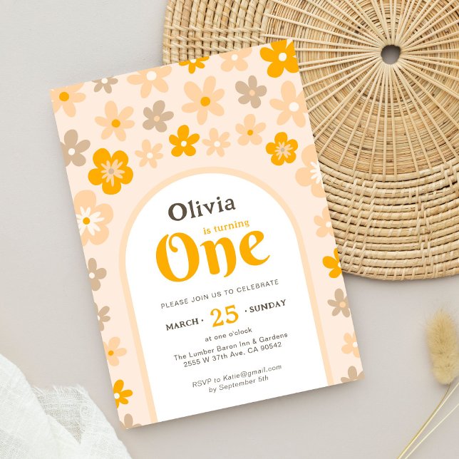 Daisy Boho Floral 1st Birthday Party Invitation (Creator Uploaded)