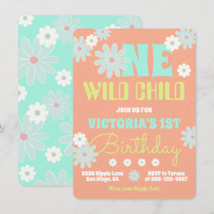 Daisy Boho Groovy Hippie Birthday Party Invitation