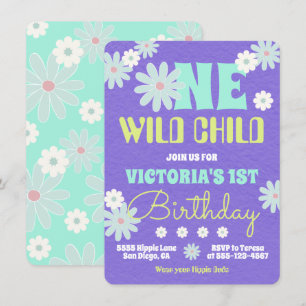 Daisy Boho Groovy Hippie Birthday Party Invitation