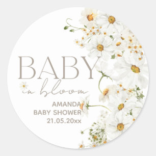 Daisy Boho Wildflower Baby in Bloom Shower Classic Round Sticker