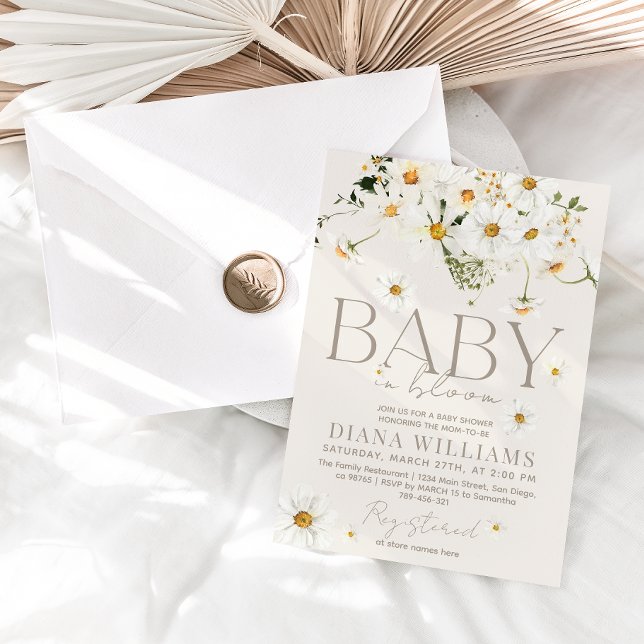Daisy Boho Wildflower Baby in Bloom Shower Invitation (Creator Uploaded)