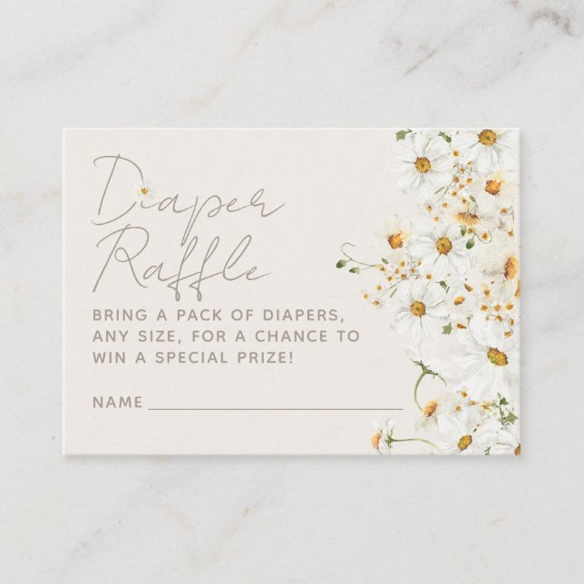 Daisy Boho Wildflower Baby Shower Diaper Raffle Enclosure Card (Front)